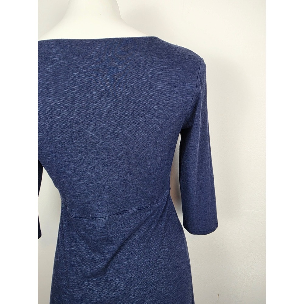 Horny Toad Navy Blue Dress Womens Small Embroidered Floral 3/4 Sleeve Casual - Picture 5 of 7